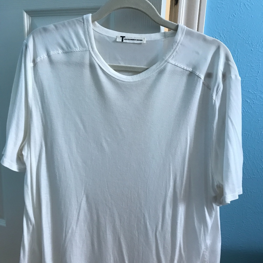 Alexander Wang white t with sheer silk back